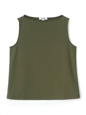 COS Boat Neck Tank Top – Olive Green – 100% Cotton